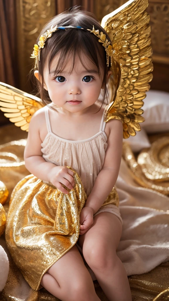 baby　gold　Angel&#39;s wing　Background gold
