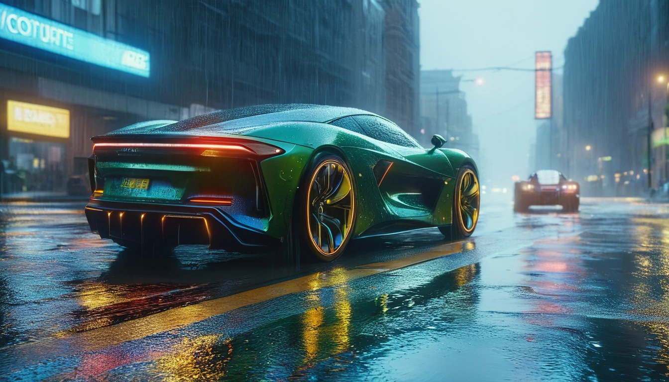 (Masterpiece, cinematic film still: 1.8). Close-up of car driving on wet street, Wojtek FUS, HypeRealistic octane rendering, 8K High Detail Concept Art, 8K Octane 3D Rendering, octane cgsociety, Daniel Maidman Octane Render, Render 8K octane number renderings realistically, Cinematic 4K wallpapers, Cinematic 4K wallpapers, Photo realistic octane rendering, octane trending on cgsociety