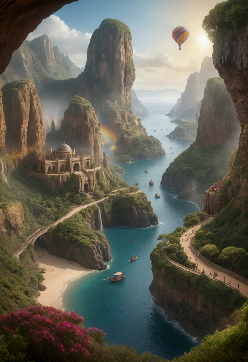 (Mysterious Island), in Starry Solstice, inspired by the glow of colorful distant celestial bodies, lighting up the night sky with a gentle hint of warmth and longing for the beauty that exists far beyond our reach, award-winning, cinematic still, emotional, vignette, dynamic, vivid, (masterpiece, best quality, Professional, perfect composition, very aesthetic, absurdres, ultra-detailed, intricate details:1.3)