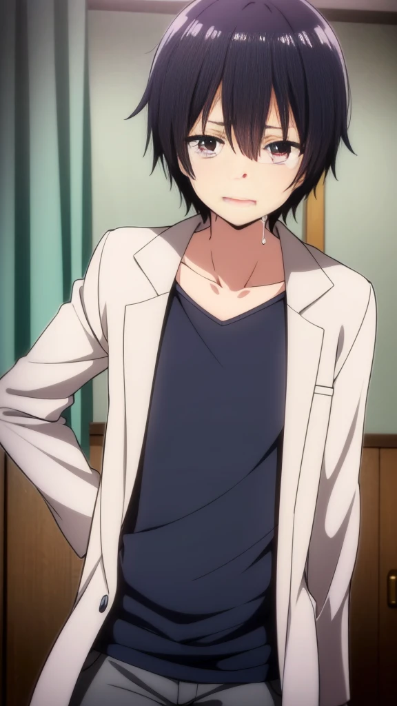 Japanese student style,,cool,,,A refreshing, athletic man,Still a virgin,,,boy,,,boys,,,Spiked Hair,charm,Slim figure,23 years old,,Tall,Everyday casual clothes,,,The male protagonist is,,With a confused look,,,,,Yeah.?why!?,,whyだ!?,,(街中でオレはComplete castrationされた:1.3),(Complete castration:1.3),(I am a man who has failed miserably in becoming an adult man.),,Super manly is slowly declining,,Castrated male,,,Male end,,Sexual sensations rise,,Daytime,Smooth,Skin texture,Functional beauty,shine,,,Breeze,A speck of dust,Natural light,face,hand,eye,blush,tears,,,Saliva,,,Accuracy,,Ultra correct,Biological,Excellent detailed anatomy,4K,8k,Highest quality,Male Focus,,Depth of written boundary,Character Portrait,Black Hair,Punctuality,God is changing his body,He is the only one who is absurd.,Human rights disappear,,From groom to sex pet,,