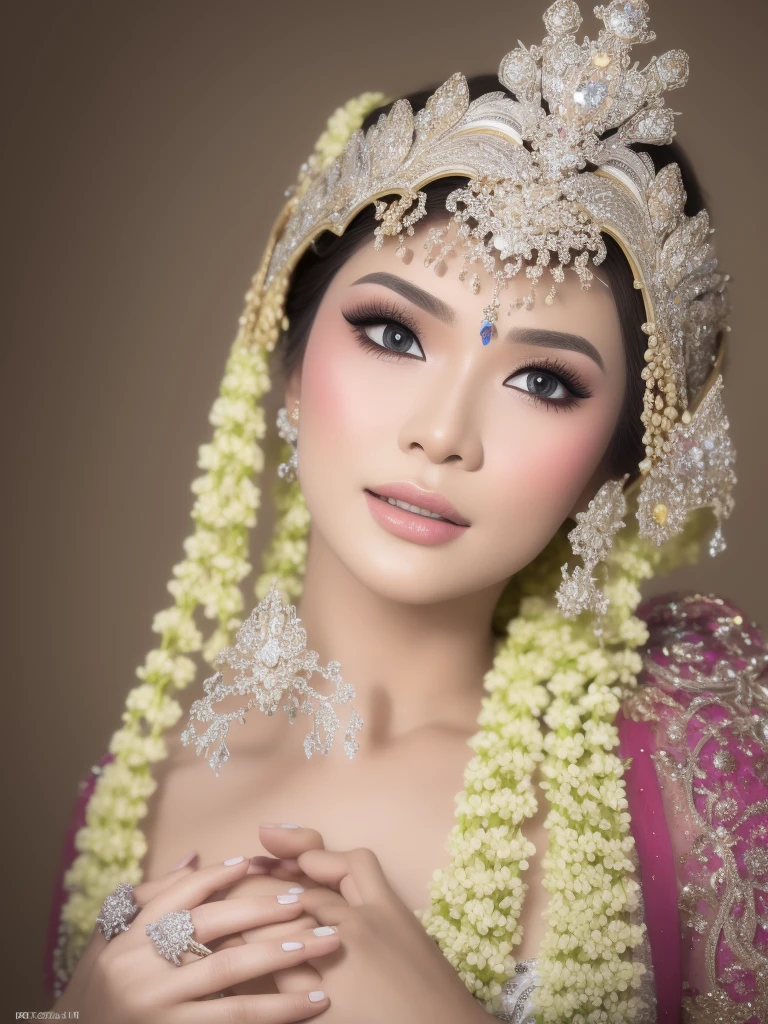 close up of beautiful woman, a sweet mouth, delicate lips, seductive lips, light on the face, dynamic pose, hiding hands, pengantin_sunda. Ultra detailed, 8K, HDR, Octane Render, Redshift, Unreal Engine 5. Professionally color graded, atmosphere, amazing depth, rich colors, powerful imagery, psychedelic overtones, 4K, 8K.