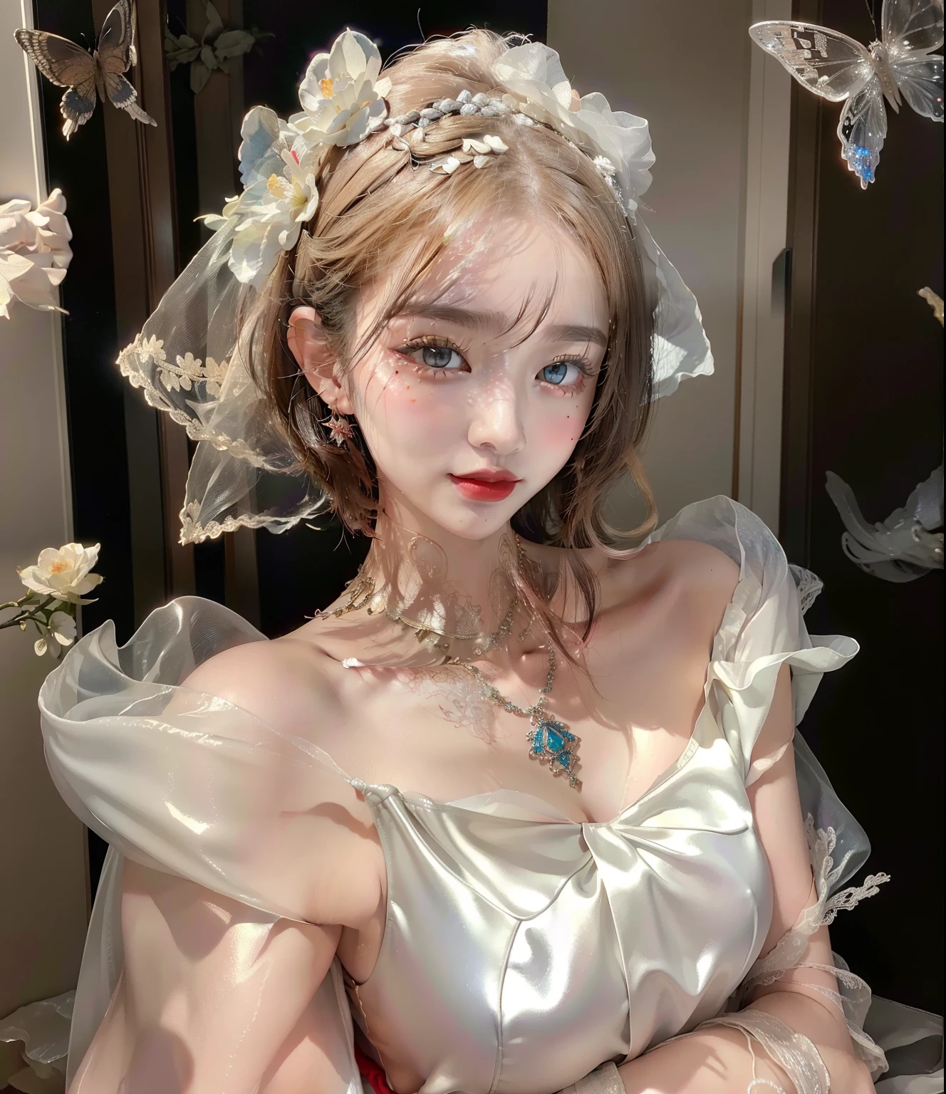 royal princess，very detailed, delicate face, Stock Photo , vertical 400, F1 Camera Lens.6, fancy, surrealism, realistic texture, dramatic lighting, Thin film distiller 800 (8k, original photo, better quality, masterpiece: 1.2), very detailed, (very sensitive skin: 1.2), 8k 울트라 HD, SLR camera, soft light, high quality.fire queen，blue eyes，red lipstick을 바르세요，get a tattoo，The tattoo is very three-dimensional.，Colorful and intricate tattoo designs，8k 머그샷，big bust，dark eyeshadow，sexy thick lips(red lipstick)，Ice Princess