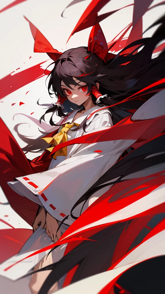 Highest quality I have long hair Gray Hair Reimu Hakurei Red eyes I don't have anything Odd Eye One person