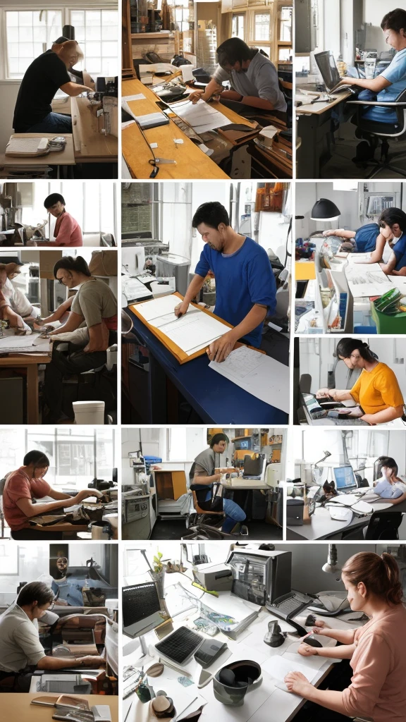 Images of people working diligently on everyday tasks or achieving small but meaningful goals.