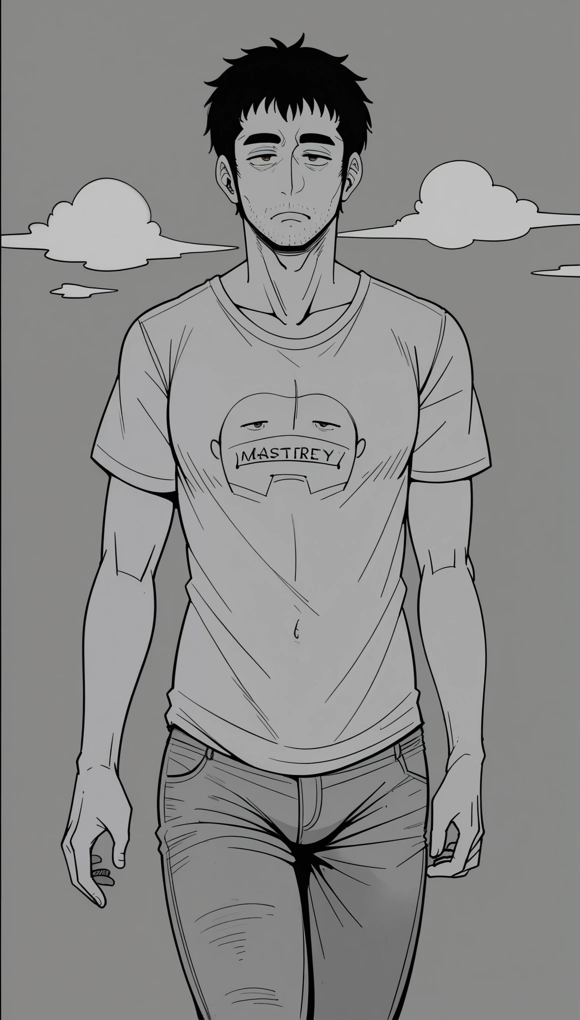 (zPDXL2),  score_9_up, source_anime, 2D, flat color,  BREAK
1man, solo, fullbody, (male, mature male, adult man, 40 years old man, stub:1.35), short messy black hair, brown eyes, (pale skin, drug addict, tired face), (walking, look to camera, centered pose), (deep dark fog, deep mist arond character, mystery atmosphere:1.35), (dirt t-shirt, jeans, green jacket), heavy atmosphere, ((colored background:1.35), lineart, (monochrome clothes and character:1.35), BREAK
AissistXLv2, unaestheticXL_bp5, SimplePositiveXLv2, zPDXL2 PonyXLV6_Scores