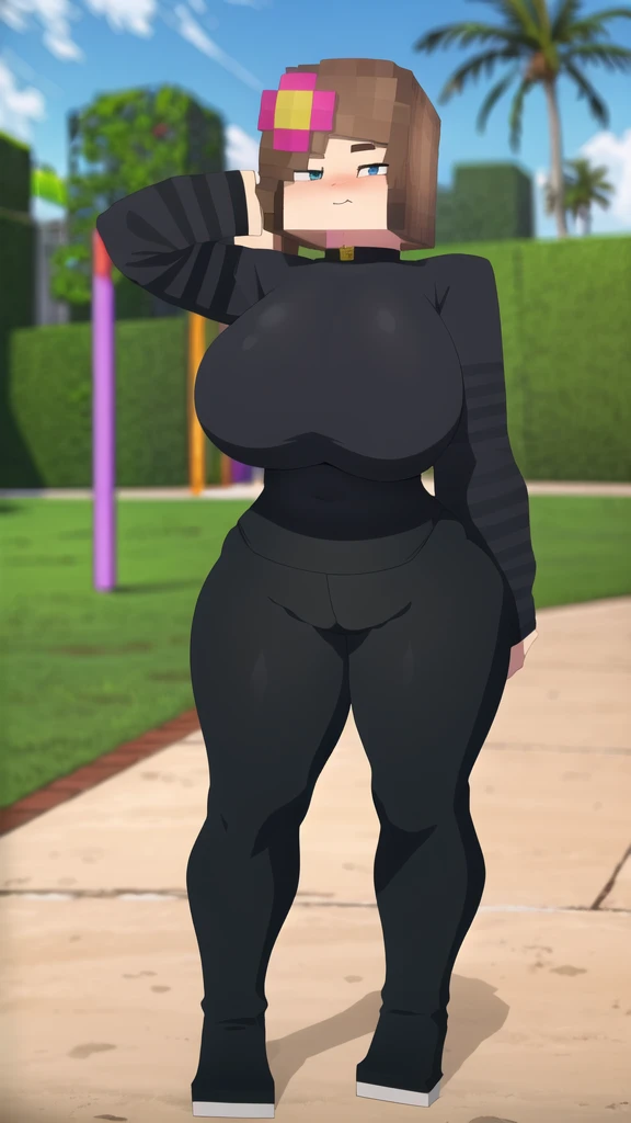 1girl, solo, jenny, usando um maiô preto Very Very Very Big tits goth legging - SeaArt AI