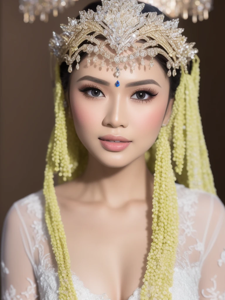 close up of beautiful woman, a sweet mouth, delicate lips, seductive lips, light on the face, dynamic pose, hiding hands, pengantin_sunda. Ultra detailed, 8K, HDR, Octane Render, Redshift, Unreal Engine 5. Professionally color graded, atmosphere, amazing depth, rich colors, powerful imagery, psychedelic overtones, 4K, 8K.