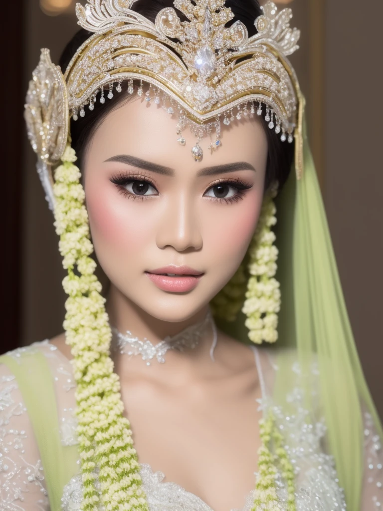 close up of beautiful woman, a sweet mouth, delicate lips, seductive lips, light on the face, dynamic pose, hiding hands, pengantin_sunda. Ultra detailed, 8K, HDR, Octane Render, Redshift, Unreal Engine 5. Professionally color graded, atmosphere, amazing depth, rich colors, powerful imagery, psychedelic overtones, 4K, 8K.