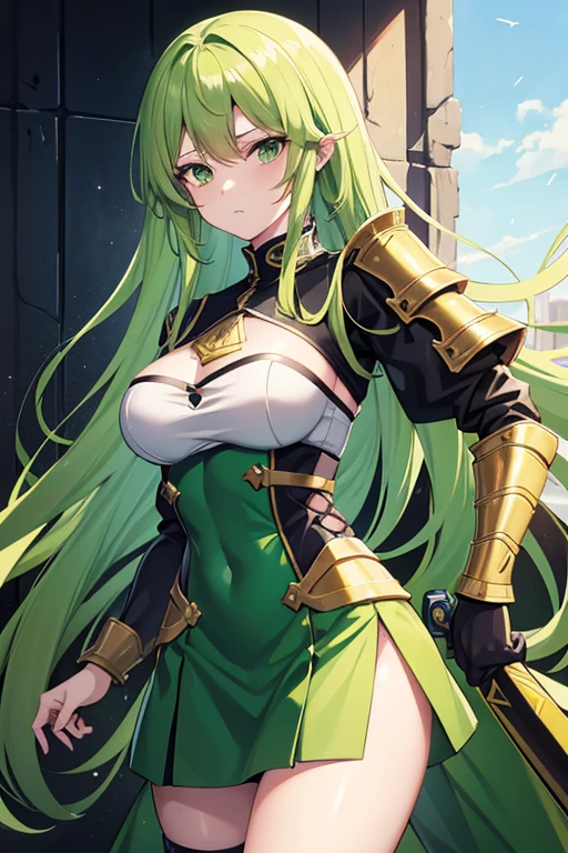 ((8K)), ((top-quality)), ((masterpiece)), ((超A high resolution)), ((T-Mastepiece)), detailed skin textures, Detailed Cloth Texture, Detailed metal texture, ((beautifull detailed face)), Raw photo, proffesional, Ultra-fine painting, ((独奏)), )((Woman dressed as Kshatriya)))), beutiful breast, concept-art, Anime Science Fantasy Artwork, Detailed Science Fantasy Art, ((Has emerald green hair and large emerald green color symmetrical mech wings)), (mechs:1.6)Sleek and menacing design, ((Marshal's Hi-ν Gundam Armament)), (((Black and gold armor with emerald green color))), (combat pose), (actionpose), 8k high quality detailed art, 3D rendering of character art in 8K, defined legs, Defined arm, defined fingers, NSFW