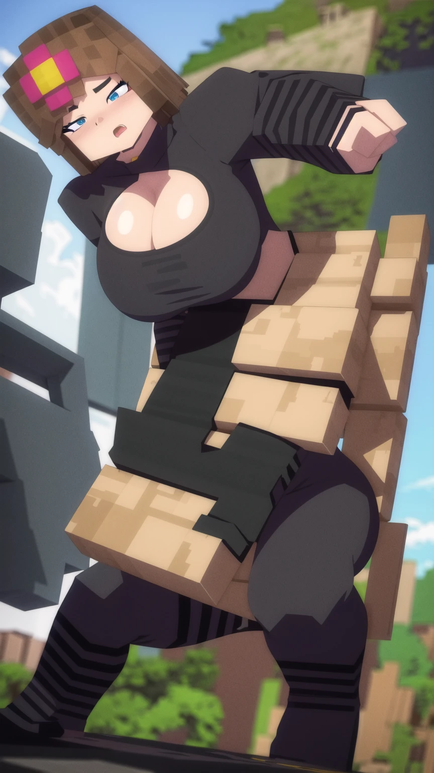 Very Very Very Big tits hot  wearing a black swimsuit 