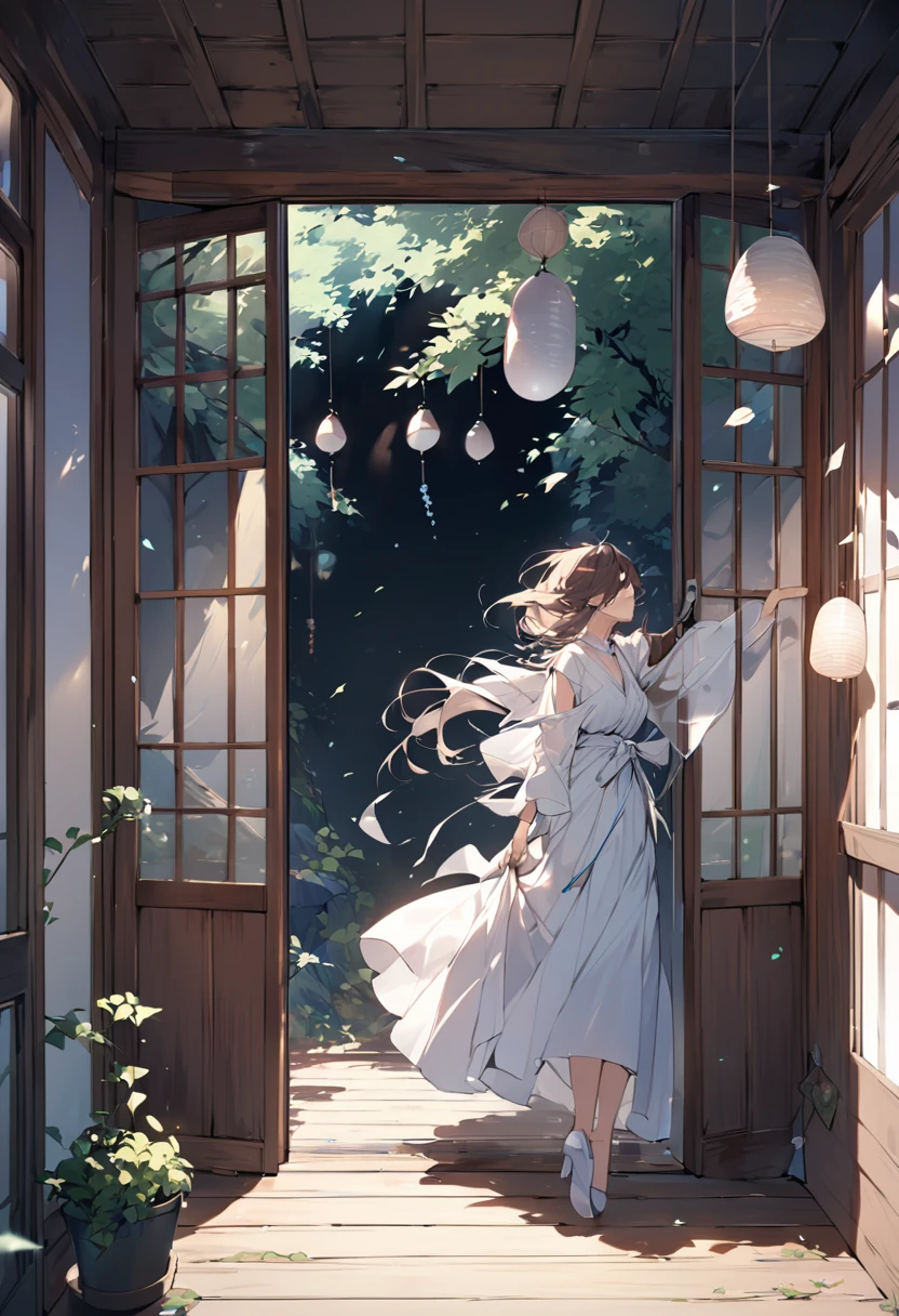 Hanging wind chimes by a window or at the entrance、Every time the wind passes, a beautiful sound resonates.。Install it in a place with good ventilation、It maximizes its effectiveness。Beautiful Woman and Wind Chimes
