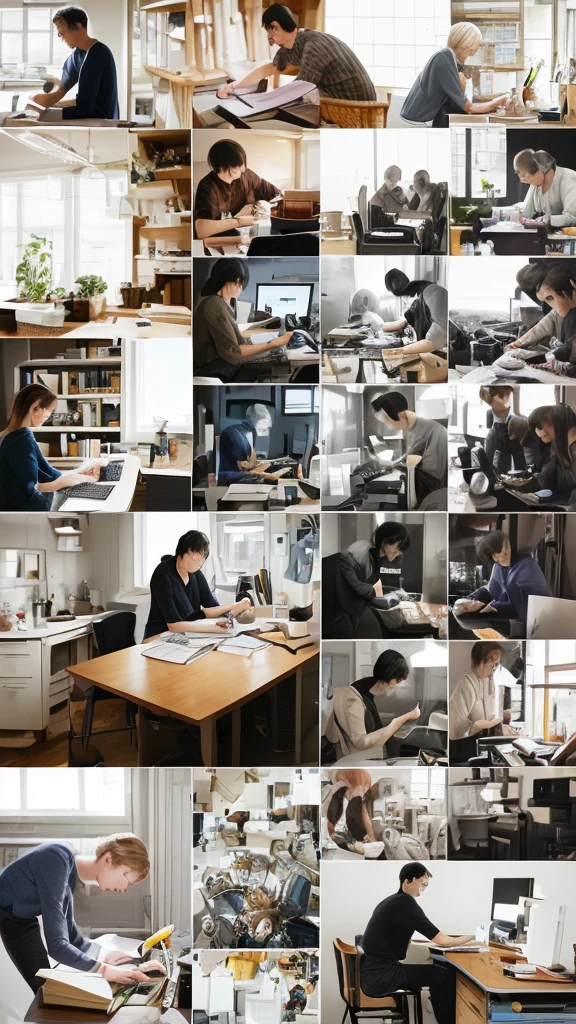 Images of people working diligently on everyday tasks or achieving small but meaningful goals.