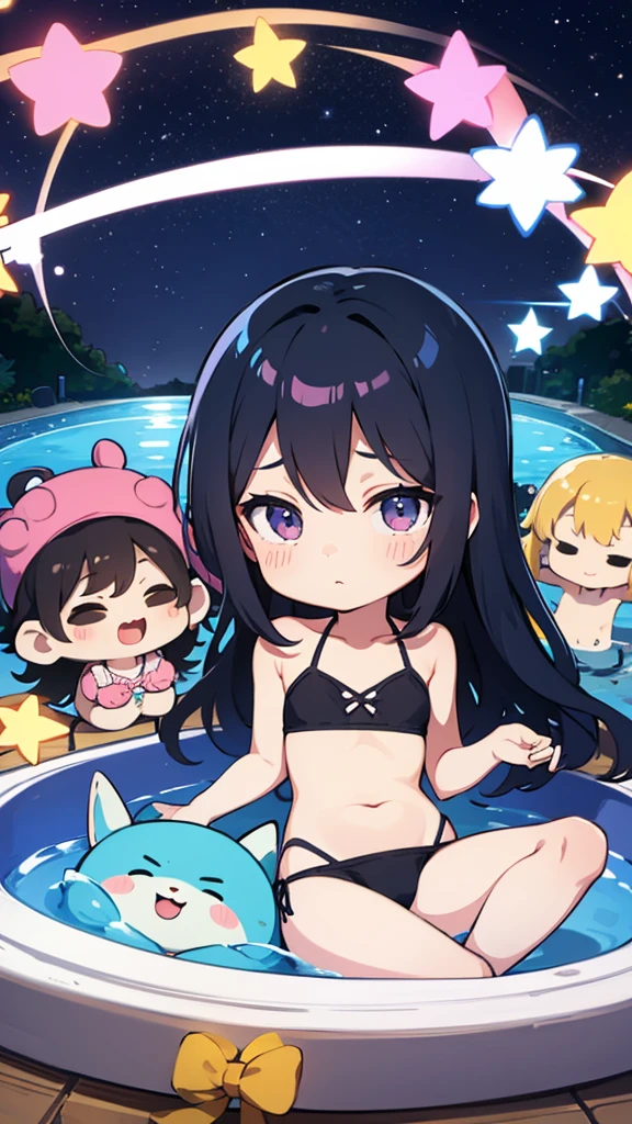 Night Pool Chibi character bikini