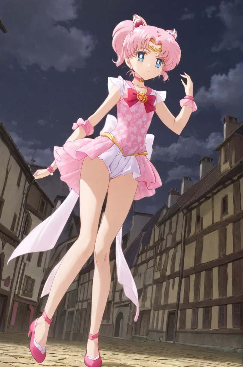 10 year old girl underwear,Chibiusa、Realistic bloomers made from patterned cotton fabric, Medieval one-piece dress with panniers, Fabric Realism, Low - Angle, I see bloomers, Pull up the dress by hand, Strong winds, Translucent slip, Translucent slip, tights, Highest quality, whole body