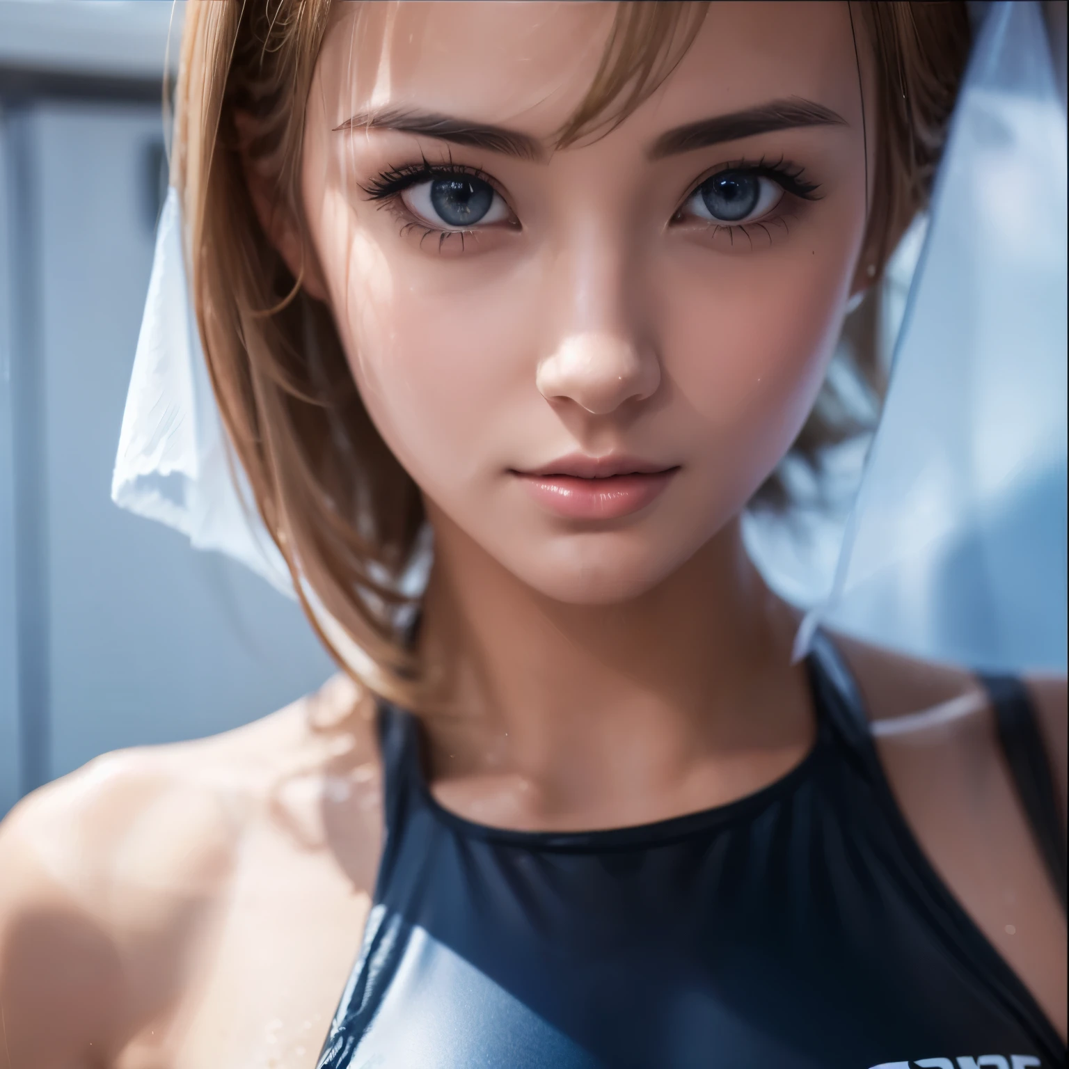 Close-up of a woman in a wetsuit standing in a locker, wet Swimwear, is wearing a Swimwear, Cute girl in a tank top, Swimwear, Swimwear, Wearing a leotard, Swimwear model, Shiny wet skin!!, 革のSwimwearを着用, Shiny plastic bikini, wearing spandex bikini, young Swimwear model, Japanese Model, in a gold one piece Swimwear、High leg、High leg、股間に食い込むHigh leg、股間に食い込むHigh leg