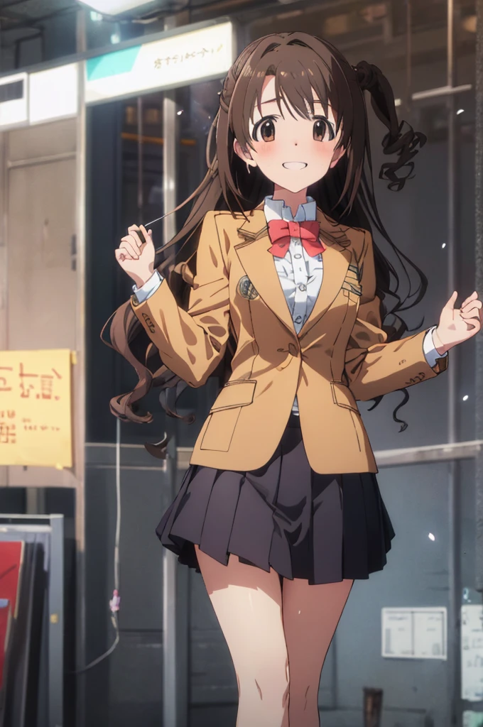 shimamura uzuki  (Idol Master), (Highest quality, 8k, masterpiece, Very detailed:1.2), (Lens flare, Particles of light, Shine), Big Breasts, smile, Open your mouth, masterpiece, Highest quality, Very detailed, High resolution, Very detailedなCG, , Red bow tie, blazer, Brown jacket, Long sleeve, Check skirt, Red Skirt , Embarrassing:1.1), (blush:1.2), (orgasm:1.2), Open your mouth, (shout:1.1), (Moving lines:1.1), masterpiece, Highest quality, Very detailed, High resolution, Very detailedなCG, Official Art, ((Panty shot))