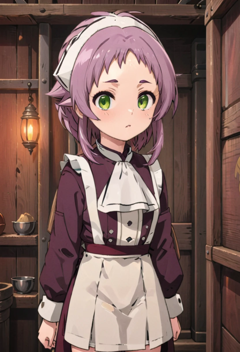 NSFW，1 8-year-old girl, (Aisha Greyrat), Standing in a medieval tavern and looking at the viewer,  Her face is fine and smooth, Her eyes are super small, masterpiece,
Long sleeve, dress, Green Eyes, Redhead, hair band, apron, Maid, white hair band, skirt lift，cute panties，show off your panties，
Soft lighting and detailed environments、Create immersive environments that inspire your imagination。,
Draw in the style of Mushoku Tensei,
Ultra-detailed, High-quality visuals, Dim lighting, Sharply focused, Octane Rendering, 8K Ultra HD