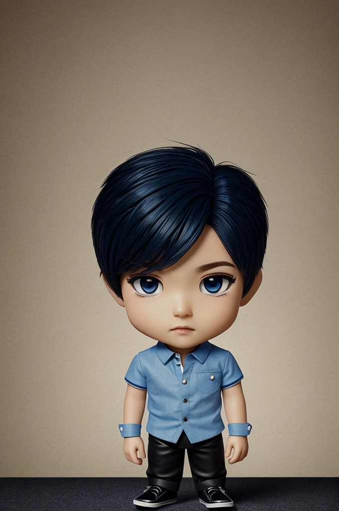 ((best quality)), ((masterpiece)), (detailed), perfect face. A chibi prince, blue shirt, black pants and black shoes.