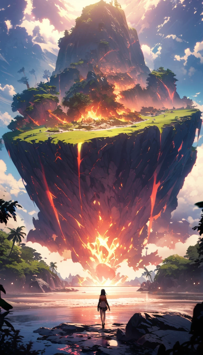 Mysterious Island，High Saturation，CG Art， Makoto Shinkai&#39;s photo, pure, Concept Art, Lofi Art style，Shinkai Makoto animation art style, Lofi Art, Beautiful anime scene, Anime Landscape, Detailed scenery, Makoto Shinkai&#39;s style, Makoto Shinkai&#39;s style, Enhance Details