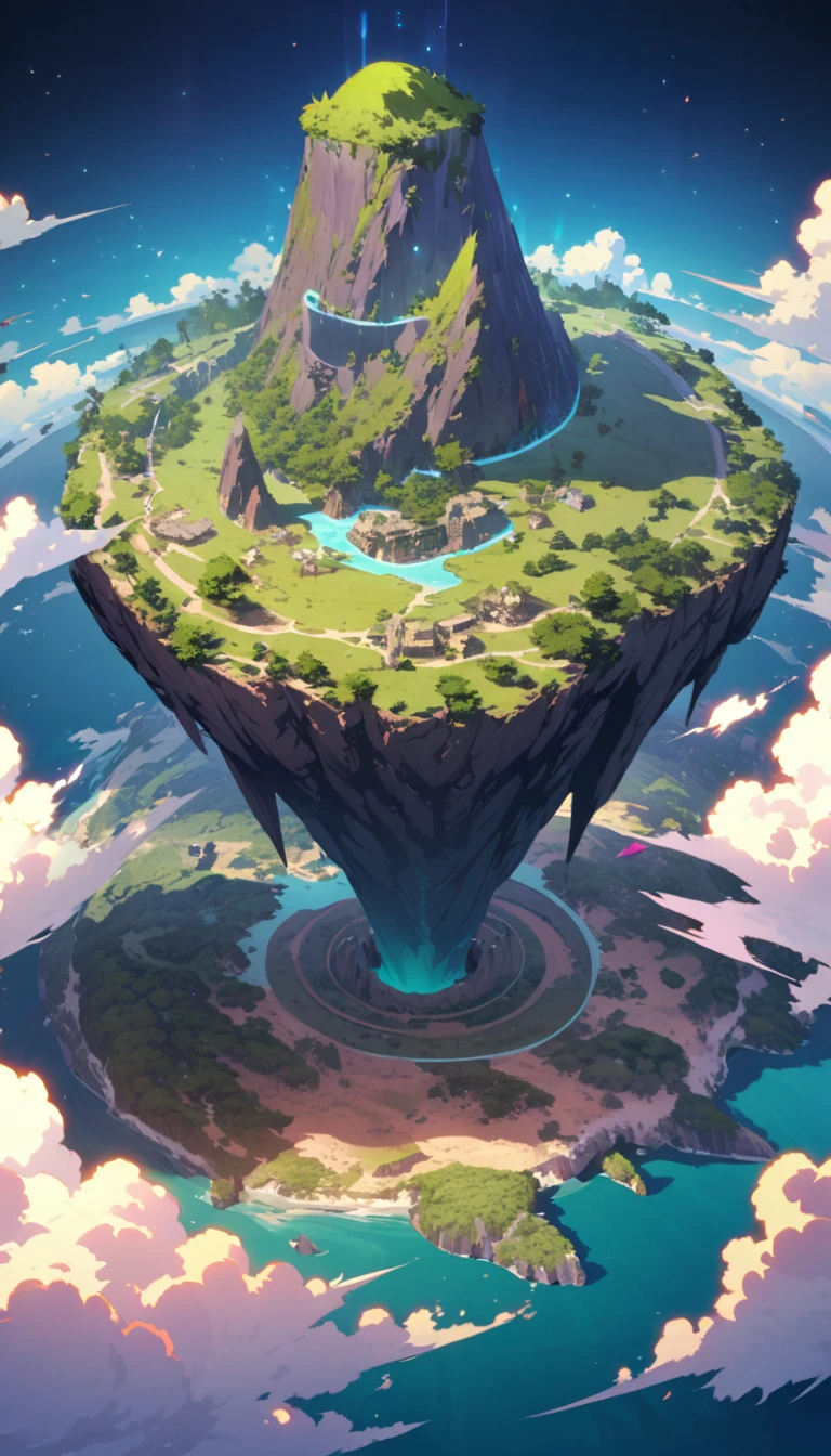 Mysterious Island，High Saturation，CG Art， Makoto Shinkai&#39;s photo, pure, Concept Art, Lofi Art style，Shinkai Makoto animation art style, Lofi Art, Beautiful anime scene, Anime Landscape, Detailed scenery, Makoto Shinkai&#39;s style, Makoto Shinkai&#39;s style, Enhance Details