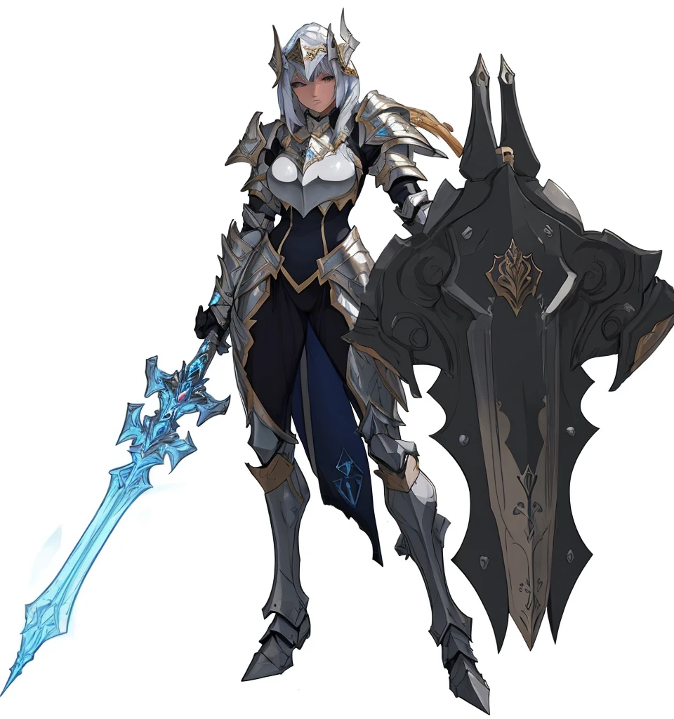 paladin, female, full armor, white armor, sexy, nice face,