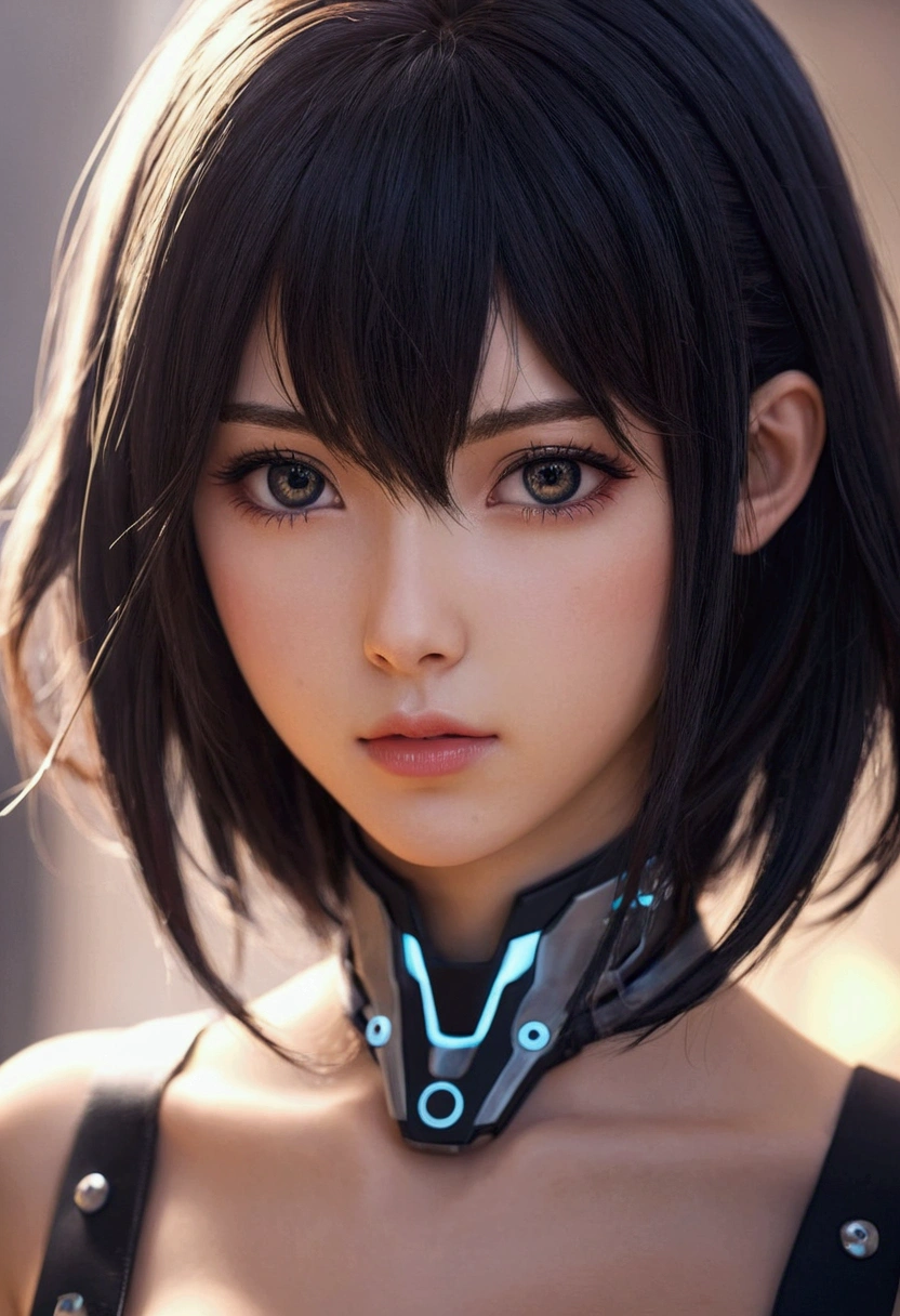 Create anime Beautiful sexy girl A very small part of him looks like a bot and the rest is so beautiful He is looking directly at me