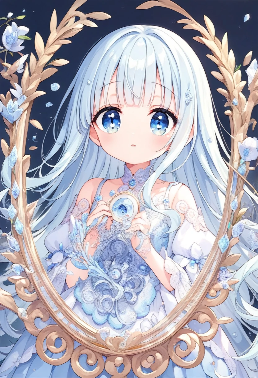 masterpiece, best quality, extremely detailed, (illustration, official art:1.1), 1 girl ,(((( light blue long hair)))), ,(((( light blue long hair)))),light blue hair, , long hair ((blush)) , cute face, big eyes, masterpiece, best quality,(((((a very delicate and beautiful girl))))),Amazing,beautiful detailed eyes,blunt bangs((((little delicate girl)))),tareme(true beautiful:1.2), sense of depth,dynamic angle,,,, affectionate smile, (true beautiful:1.2),,(tiny 1girl model:1.2),)(flat chest) , skeletons in the center of the picture. . There are multiple comic storyboards in the background,cbt,(masterpiece, best quality:1.2),1 beautiful girl,sexy,comic storyboard:2, yandere, axially symmetrical:2, ,sounding,cbt,hold,,colorful,,juice,spray, Long hair,Lace top,torogao