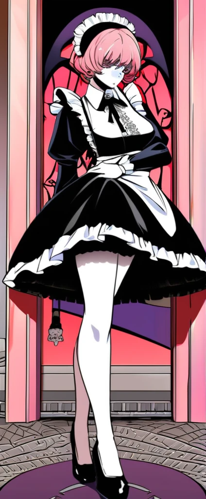 best quality, super fine, 16k, incredibly absurdres, extremely detailed, delicate and dynamic, the most luxurious, gorgeous, beautiful and wonderful maid outfit with lace frills, long ruffle skirt, robe, hood, Gothic, Romanesque, Baroque, Renaissance, Rococo, Art Nouveau, Northern Renaissance style, dark fantasy, cursed grim reaper maid with downcast face, hell's mansion, horror effects