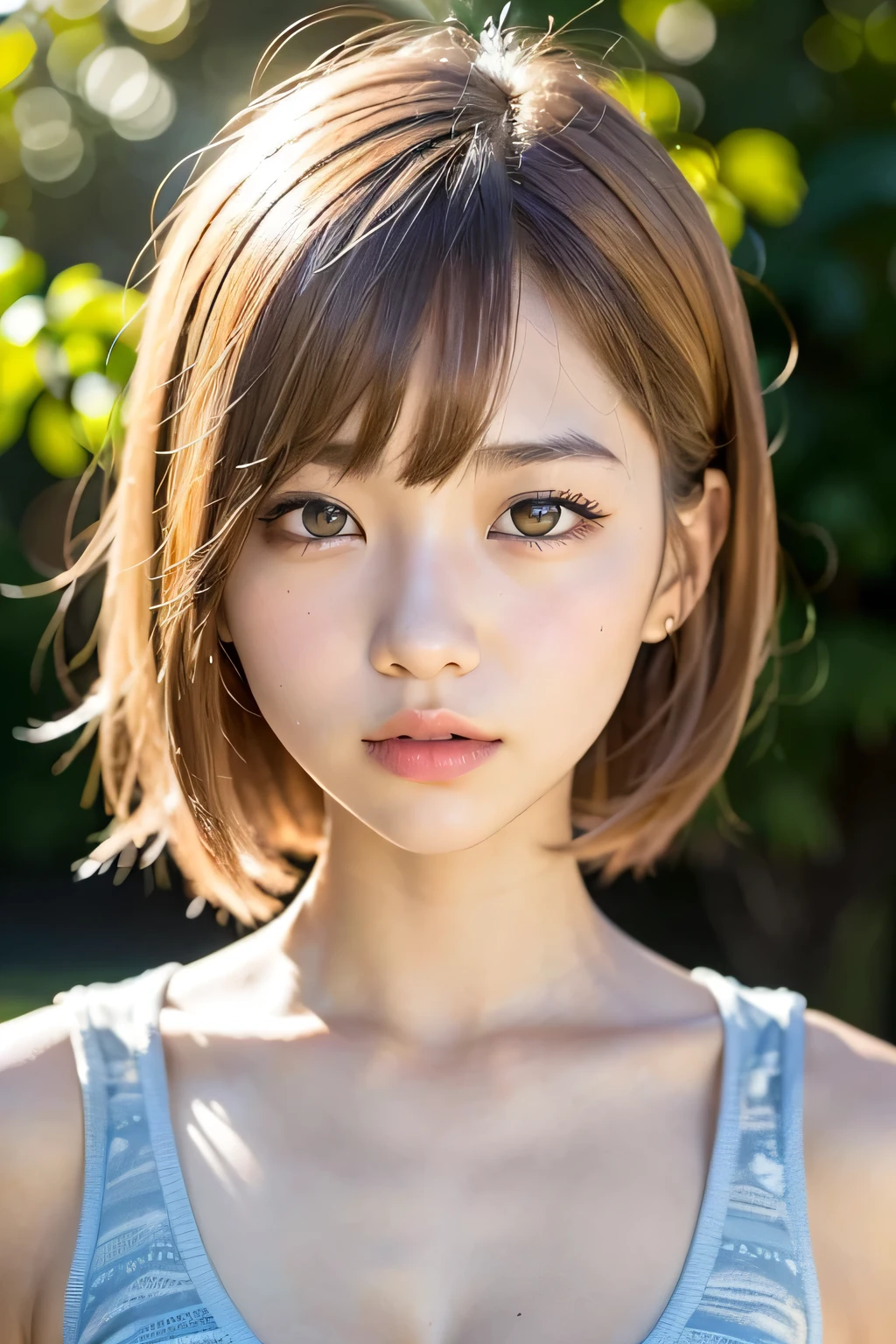 (Masterpiece), Realistic, (Portrait of a Girl) Asian 1.2, beautiful face, sun light, cinematic light, bangs, beautiful woman, beautiful eyes, blonde hair, perfect anatomy, very pretty, princess eyes , (blue eyes), (head frame), center image, standardized, bioluminescence, 8 life size, 8K resolution anatomyAnatomy, White Low Cut Dress, Tiny Blue Details, Human Hands, Curiously Perfect, Elegant, Near Perfect, Dynamic, Highly Detailed, Character Sheet, Concept Art, Smooth, Facing Viewer, Body Symmetrical & Well Balanced, Stunningly Beautiful age Girl DetailHair Styles
