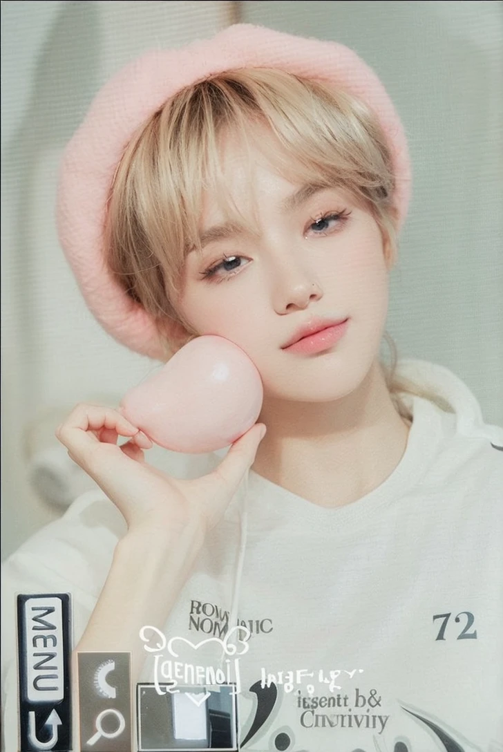 beautiful and cute face, bambi eyes and pink lips
