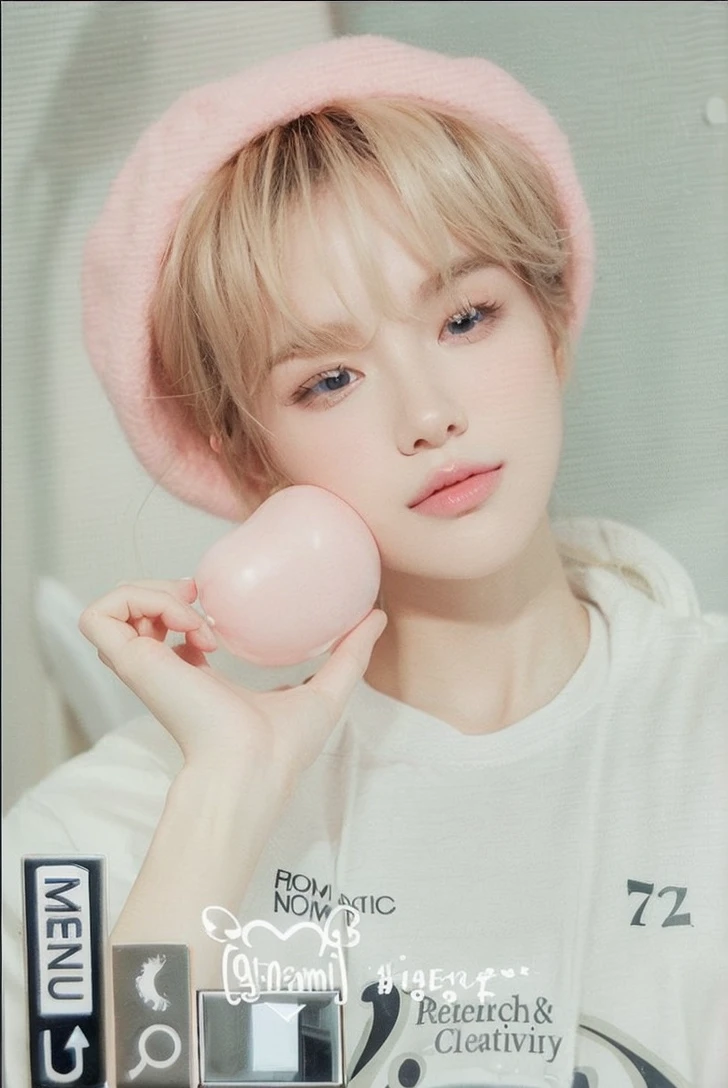 beautiful and cute face, bambi eyes and pink lips
