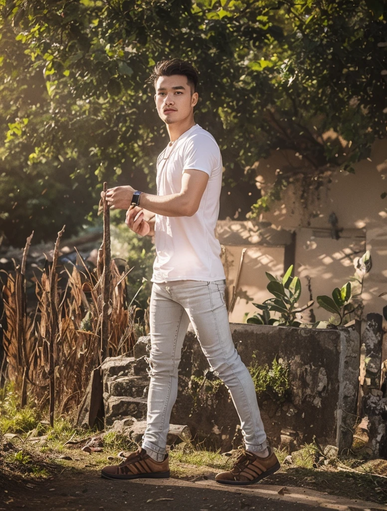 Change background sky light and white color shirt and hair styles and day click photo handsome boy cute boy realistic face hd photo ultra high quality 4k photo