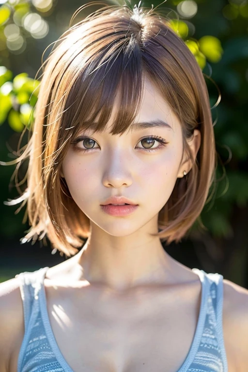 (Masterpiece), Realistic, (Portrait of a Girl) Asian 1.5, beautiful face, sun light, cinematic light, bangs, beautiful woman, beautiful eyes, blonde hair, perfect anatomy, very pretty, princess eyes , (blue eyes), (head frame), center image, standardized, bioluminescence, 8 life size, 8K resolution anatomyAnatomy, White Low Cut Dress, Tiny Blue Details, Human Hands, Curiously Perfect, Elegant, Near Perfect, Dynamic, Highly Detailed, Character Sheet, Concept Art, Smooth, Facing Viewer, Body Symmetrical & Well Balanced, Stunningly Beautiful Teenage Girl DetailHair Styles