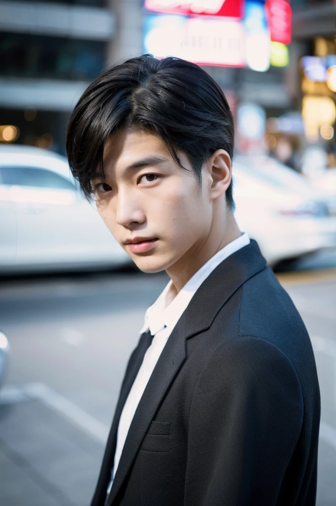 A Korean-American boy. Has classic, aesthetic features with clear contours. Its appearance is often characterized by elegance and modernity.
