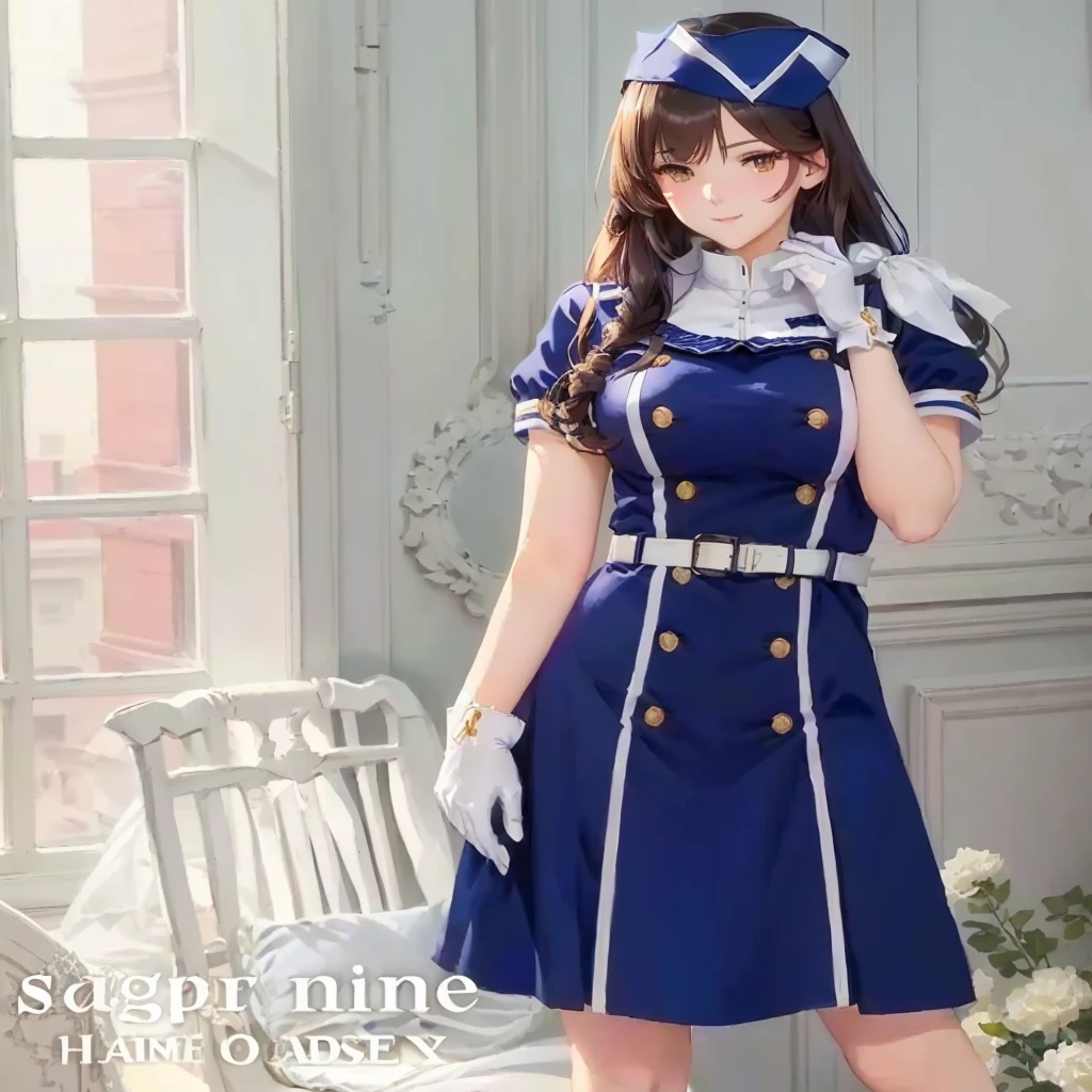 Anime characters in uniforms posing in front of a window, I also make fan art, Sailor suit, Cute anime waifu in a nice dress, In a dress, Blue Uniform, Kantai Collection Style, Smooth anime CG art, Azur Lane Style, Maid clothes, Maid clothes, Created by Anime Painter Studio, Anime Moe Art Style, Fine details. Girls' Frontline