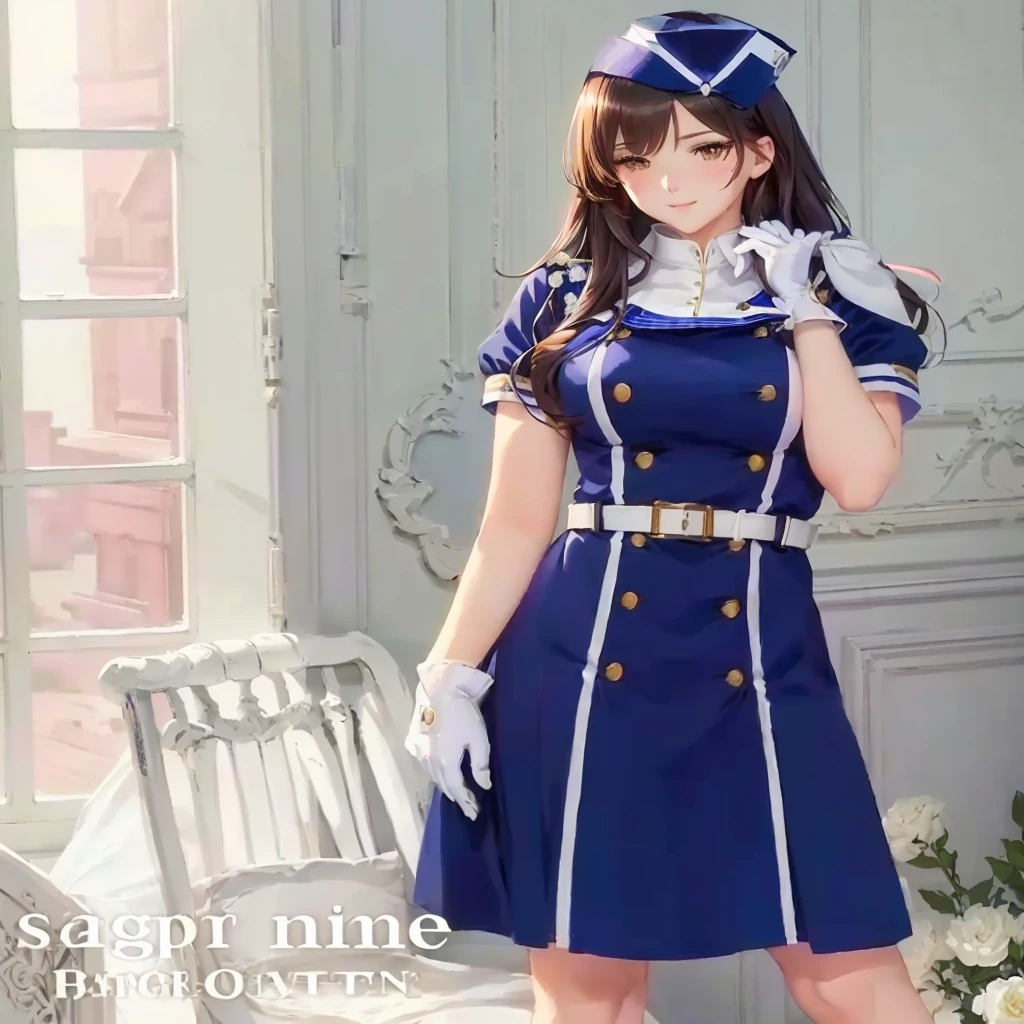 Anime characters in uniforms posing in front of a window, I also make fan art, Sailor suit, Cute anime waifu in a nice dress, In a dress, Blue Uniform, Kantai Collection Style, Smooth anime CG art, Azur Lane Style, Maid clothes, Maid clothes, Created by Anime Painter Studio, Anime Moe Art Style, Fine details. Girls' Frontline