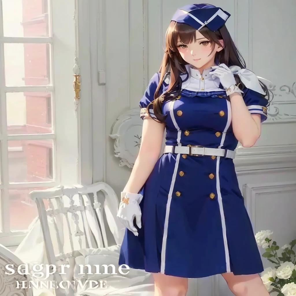 Anime characters in uniforms posing in front of a window, I also make fan art, Sailor suit, Cute anime waifu in a nice dress, In a dress, Blue Uniform, Kantai Collection Style, Smooth anime CG art, Azur Lane Style, Maid clothes, Maid clothes, Created by Anime Painter Studio, Anime Moe Art Style, Fine details. Girls' Frontline