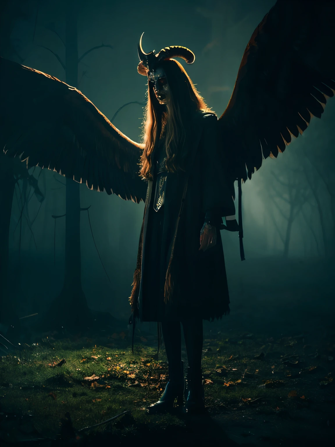 muste piece, best quality, High resolution, photorealistic, Baphomet,creepy atmosphere