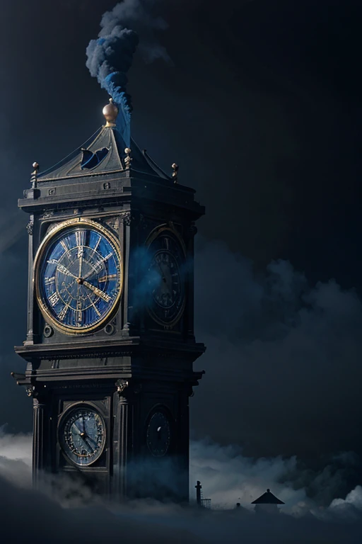 clock with roman numerals magic blue fog