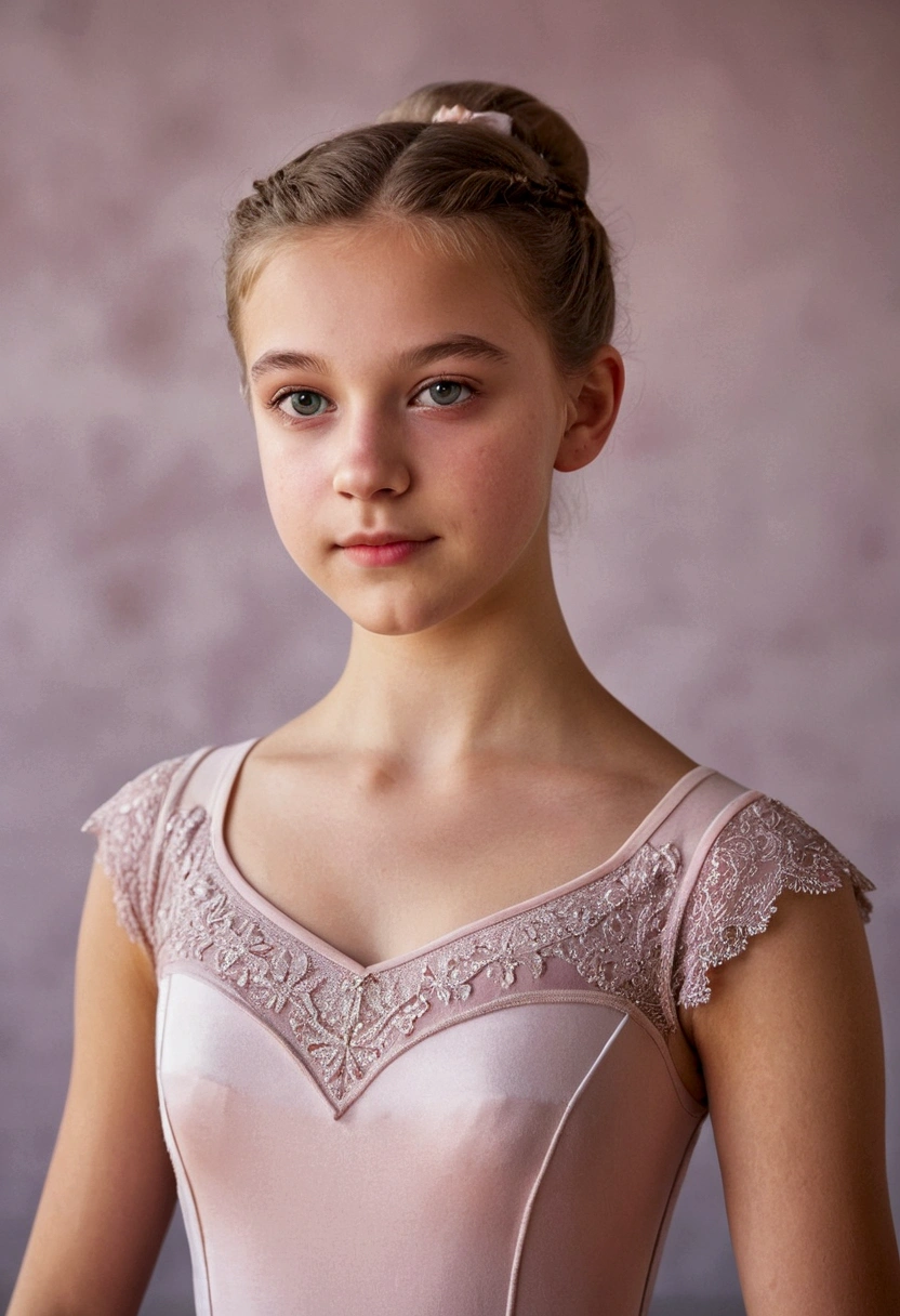 Attractive German teenage girl wearing ballet clothes.