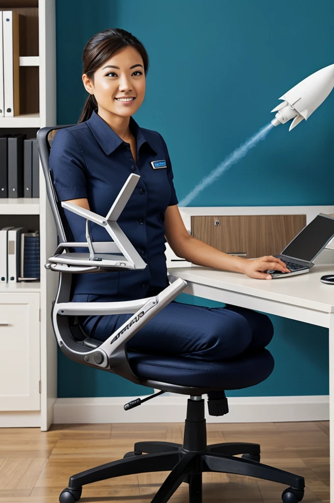 Furutistic floating rocket poweree office chair, no legs