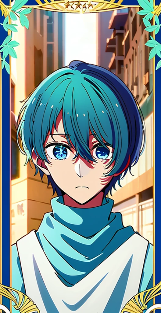 Highest quality、high resolution、My Favorite 、Aqua Hoshino、16 years old、172 cm、Blonde、Blue Eyes、Star-shaped highlight in right eye、Handsome、Intelligent、A mature and gentle personality、