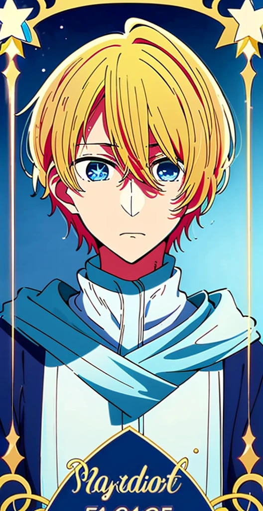 Highest quality、high resolution、My Favorite 、Aqua Hoshino、************、172 cm、Blonde、Blue Eyes、Star-shaped highlight in right eye、Handsome、Intelligent、A mature and gentle personality、