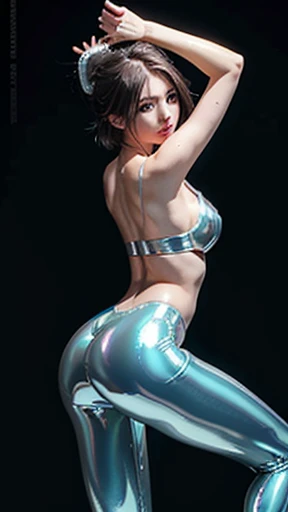 High definition, best quality, shiny white and pink and light blue bunny girl, smiling, so huge breasts, huge ass, 30 year old woman, alone, sitting facing the front and opening crotch, showing crotch to viewer, wet ass, wet crotch, long nails, neon glowing cyberpunk background, detailed crotch, detailed, no clothing, realistic texture crotch.realistic texture breasts, areola visible