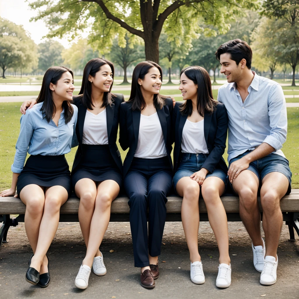 Three friends sitting in the park and discuss on any topic and three friends are male