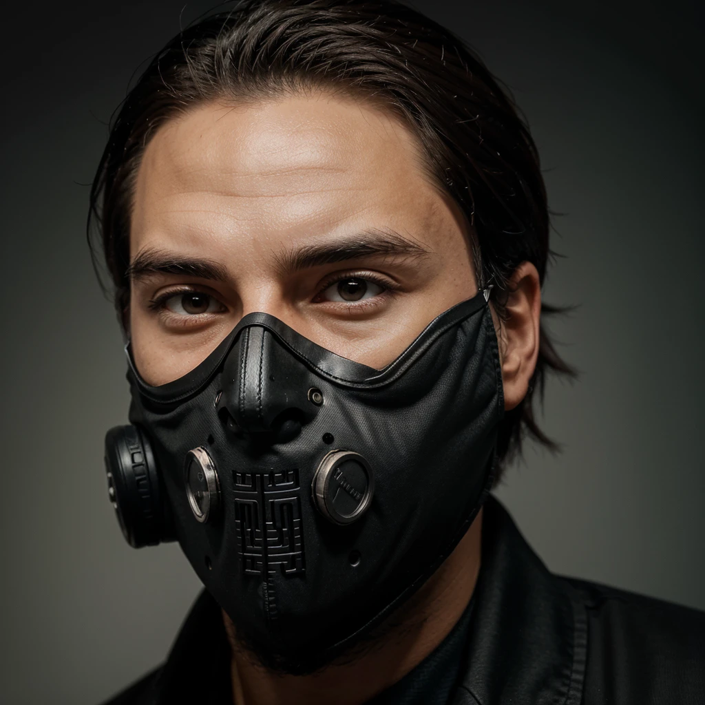 make me a 4k wallpaper of a guy character wearing a mask