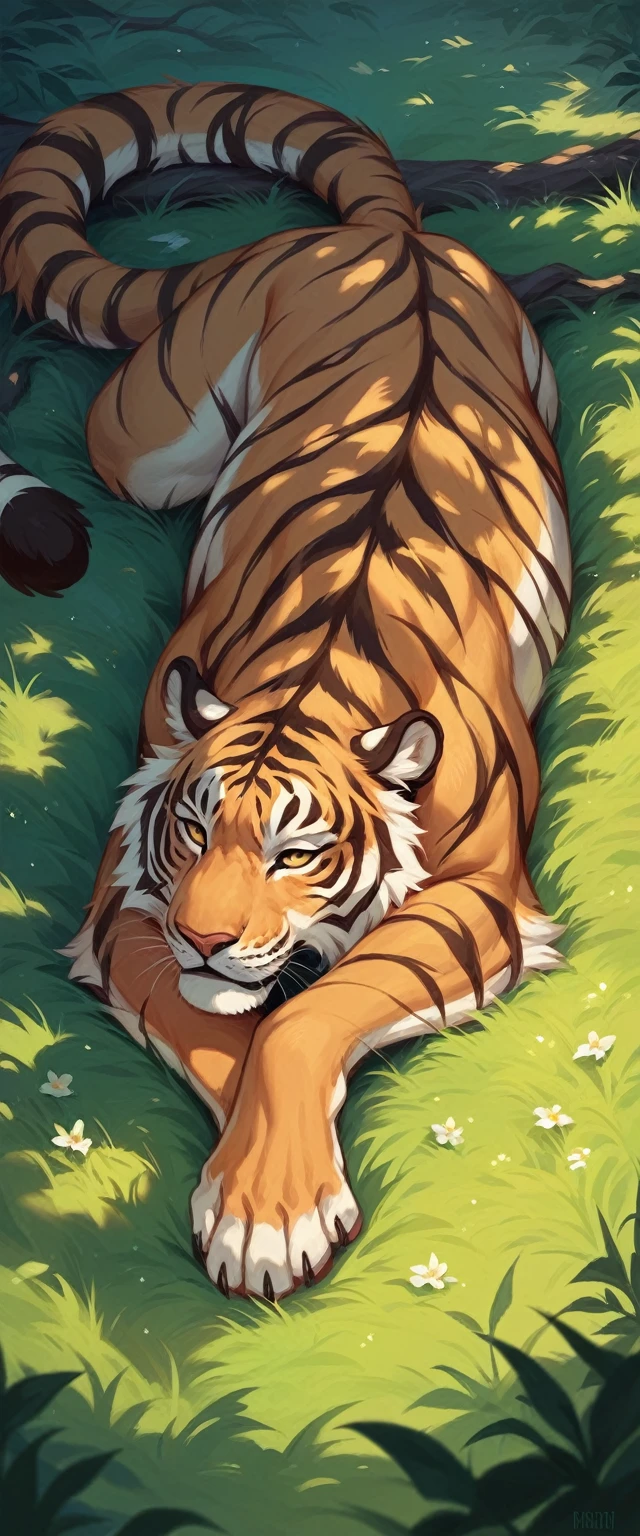 A Siberian tiger, lying on a tree during a blizzard, extremely detailed, hyper realistic 