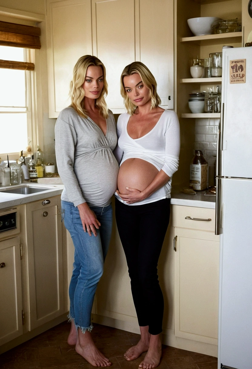 Margot Robbie pregnant who is looking for her girlfriend has redstone on her feet from the previously worn already her girlfriend receives her in the kitchen jaime pressly