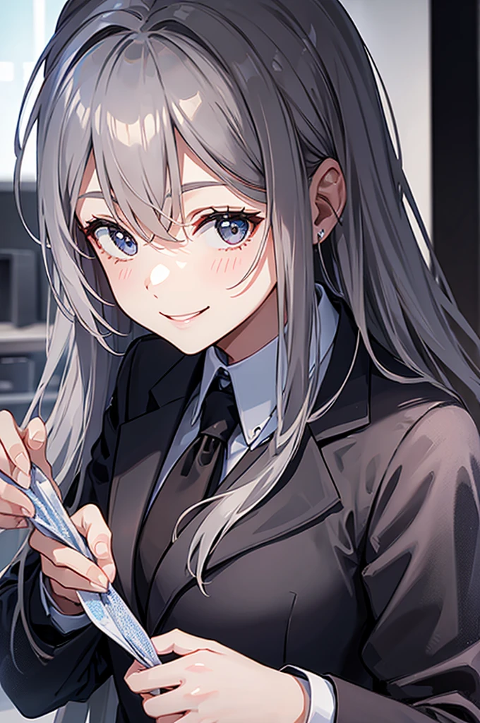 Black Suit　tie　Women　smile