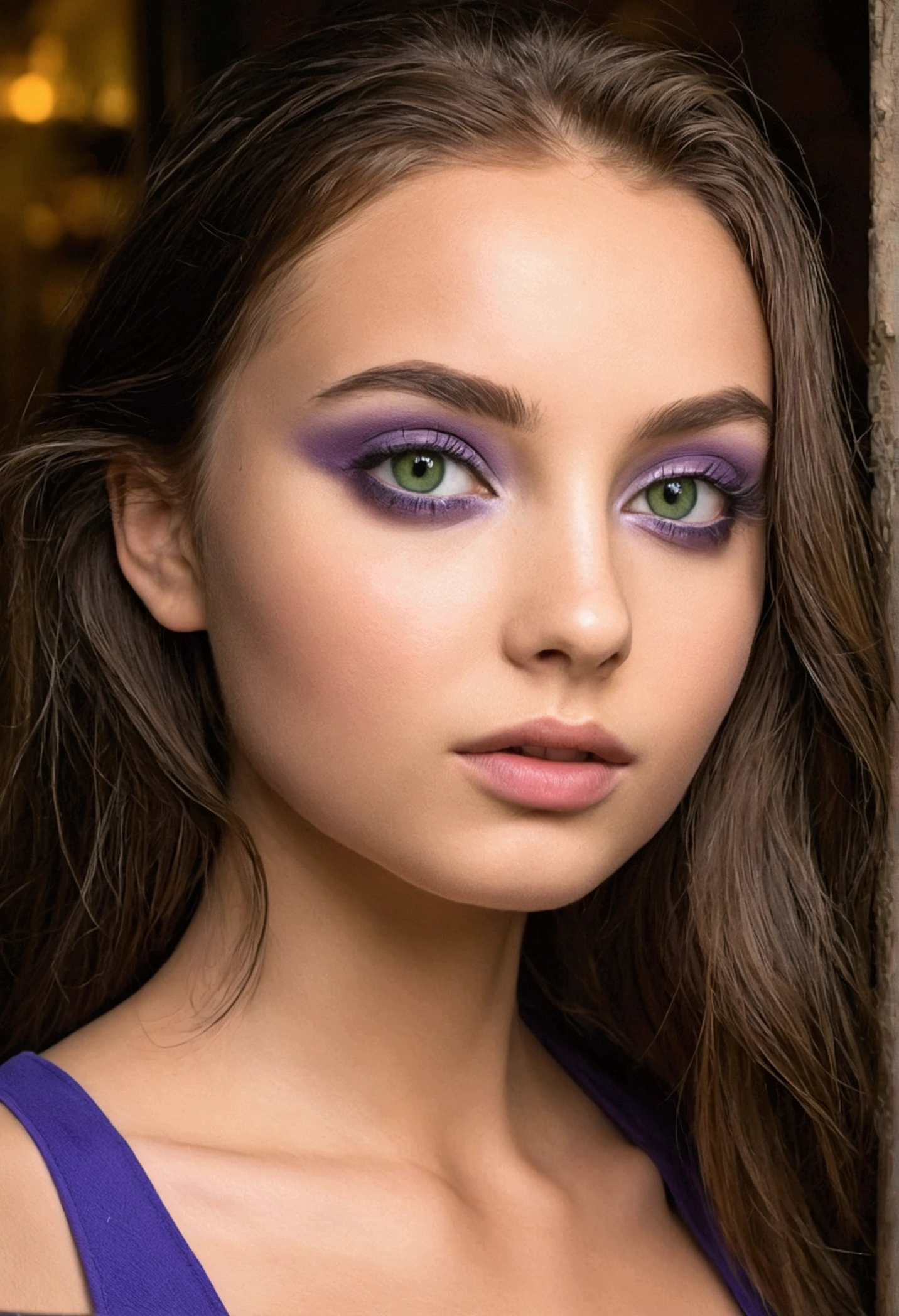 arafed femme pleinement , fille sexy aux yeux vert, Ultra réaliste, minutieusement détaillé, portrait sophie mudd, cheveux bruns et grands yeux, Photo d’une femme debout dans le club, violette myers, sans maquillage, maquillage naturel, maquillage subtil, poitrine de grande taille seins vers l’extérieur, tenu egyptienne